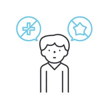 Negative thinking line icon, outline symbol, vector illustration, concept sign Stock Illustration