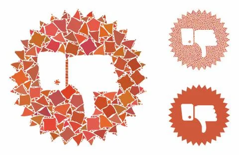 Negative thumb medal Composition Icon of Inequal Items Stock Illustration