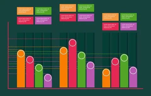 Negative Trend Bar Graph Colorful Chart Depreciation Business Economic Recess Stock Illustration