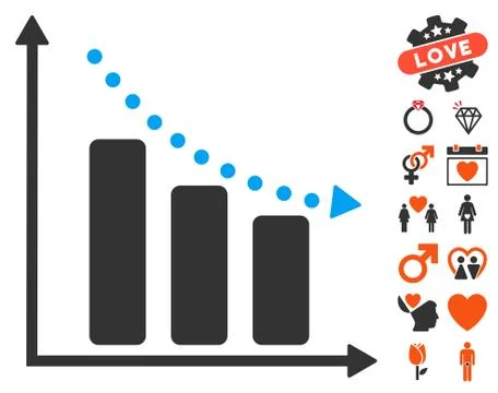 Negative Trend Icon With Bonus Ilustración de archivo