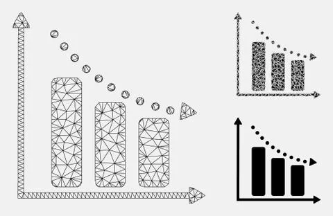 Negative Trend Vector Mesh Carcass Model and Triangle Mosaic Icon Ilustración de archivo