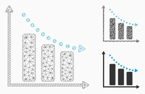 Negative Trend Vector Mesh Carcass Model and Triangle Mosaic Icon Stock Illustration
