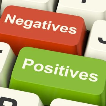 Negatives positives computer keys showing plus and minus alternatives analysi Illustrazione stock