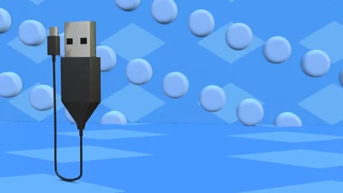 Negatove space of usb cable type A and micro usb B Stock Footage 241685776