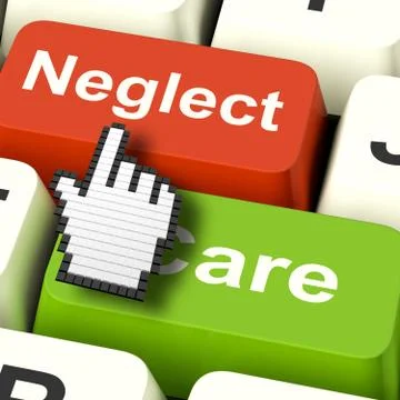 Neglect Care Computer Shows Neglecting Or Caring Stock Illustration