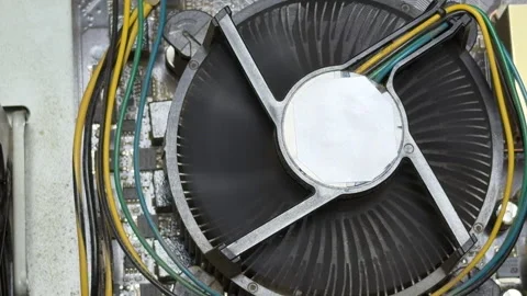 Neglected CPU Fan Rotates Rapidly Producing A Heavy Mechanical Hum Stock Footage 328694419