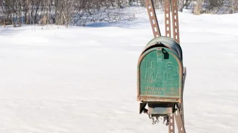 Neglected Mailbox in Winter Stock Photos