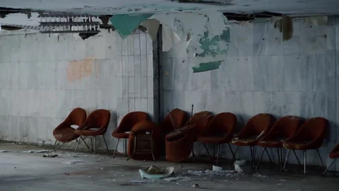 Neglected Pedestrian Underpass with Broken Ceiling Stock Footage 345415308