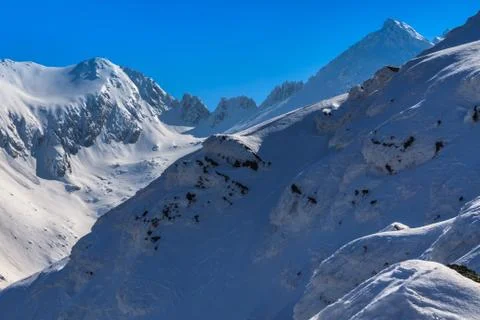 Negoiu peak in winter Stock Photos