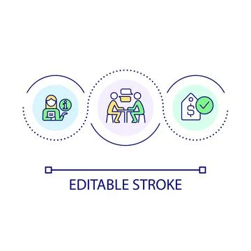 Negotiate lower purchase price loop concept icon Stock-Illustration