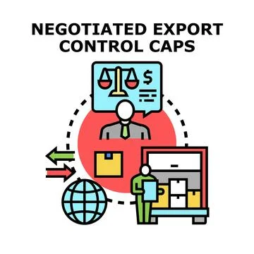 Negotiating export control caps for global trade regulations Stock Illustration