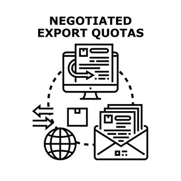 Negotiating export quotas for global trade regulation Stock Illustration