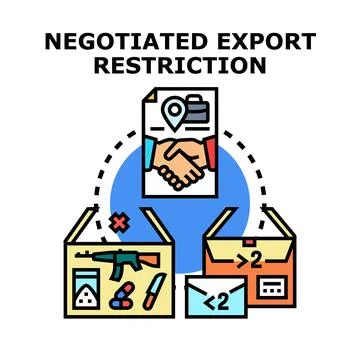 Negotiating export restrictions on regulated goods and materials Stock Illustration