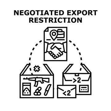Negotiating export restrictions on regulated goods and materials Stock Illustration