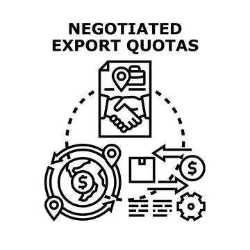 Negotiating global trade export quotas business agreement Stock Illustration