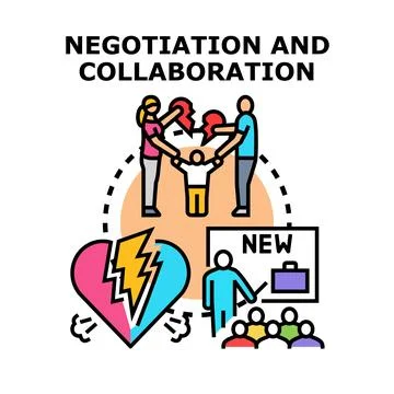 Negotiation and collaboration finding solution for relationships and business Illustration