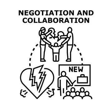 Negotiation and collaboration finding solution for relationships and business Stock Illustration