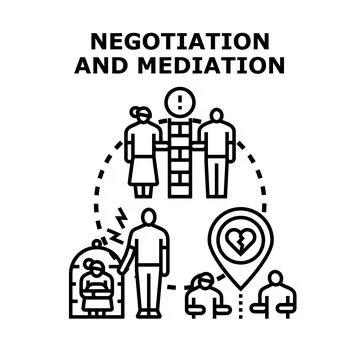 Negotiation and mediation process resolving conflict situations Stock Illustration