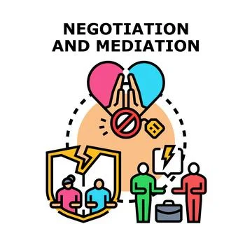 Negotiation and mediation process resolving conflict vector illustration Stock Illustration