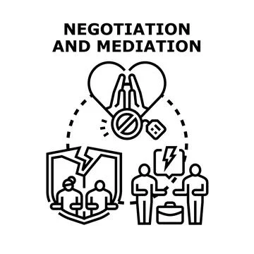 Negotiation and mediation process resolving conflict vector illustration Stock Illustration