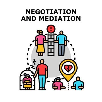 Negotiation and mediation process resolving conflict situations Stock Illustration