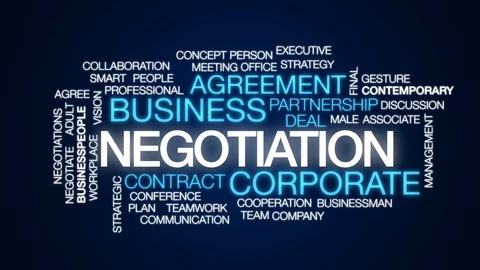 Negotiation animated word cloud, text design animation. Stock Footage 77817590