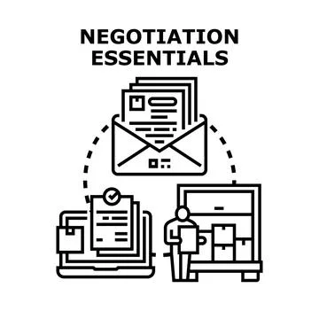 Negotiation essentials concept for business partnership agreement 库存插图