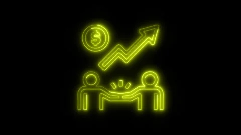 Negotiation Outline Icon in HD Video Neon Animation Stock-Footage 304553457