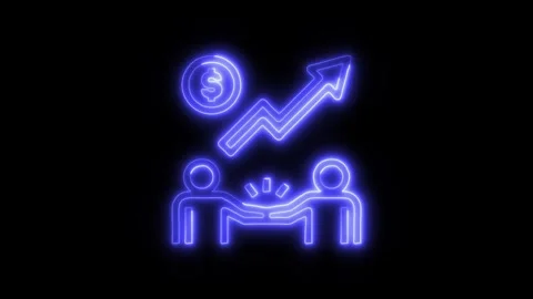 Negotiation Outline Icon in HD Video Neon Animation Vídeos de archivo 304553459
