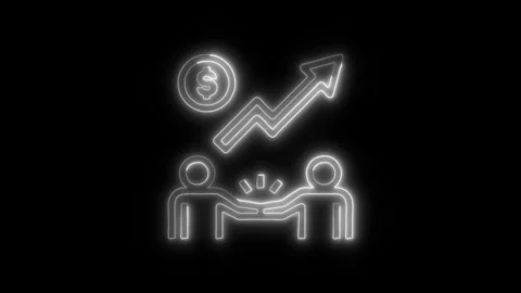 Negotiation Outline Icon in HD Video Neon Animation Stock Footage 304553463