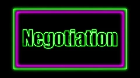 'Negotiation' Text Animation with Neon Glow &amp; Glowing Squares. Stock Footage 282577050