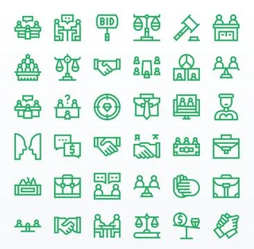 Negotiation Vector Icon Repository containing 36 Bold Line Retina Ready Pix.. Stock Illustration