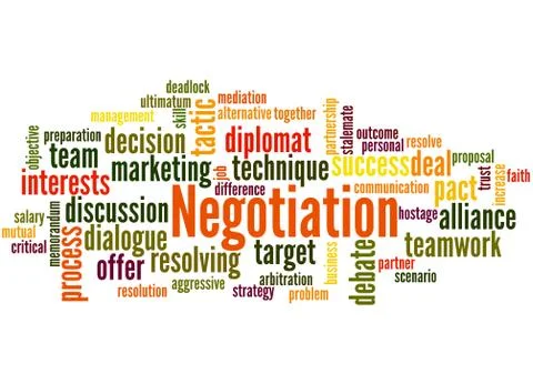Negotiation, word cloud concept Stock Illustration