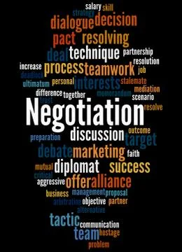 Negotiation, word cloud concept Stock Illustration