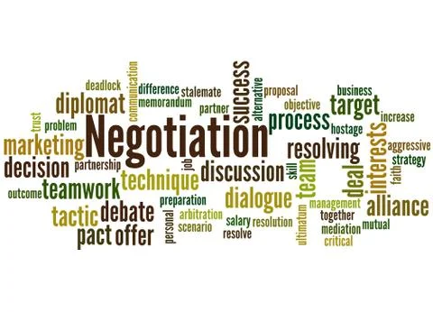 Negotiation, word cloud concept Stock Illustration