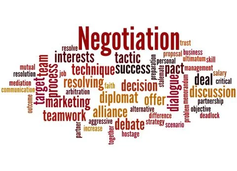 Negotiation, word cloud concept Stock Illustration