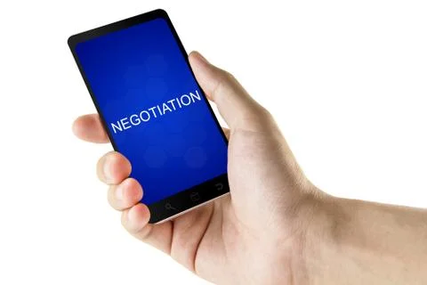 Negotiation word on digital smart phone Stock Photos