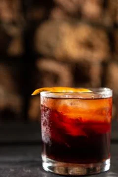 Negroni cocktail at the bar. Stock Photos