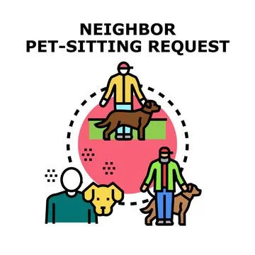 Neighbor asking for pet sitting request service Stock Illustration