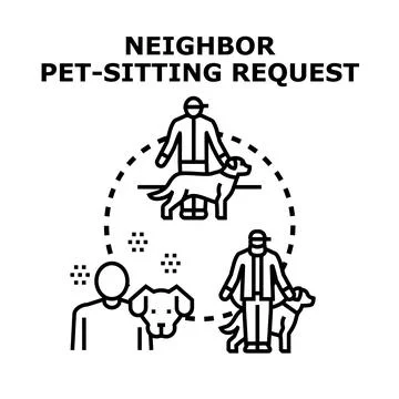 Neighbor asking for pet sitting request service Stock Illustration