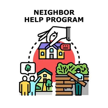 Neighbor help program aiding community development volunteering 스톡 일러스트