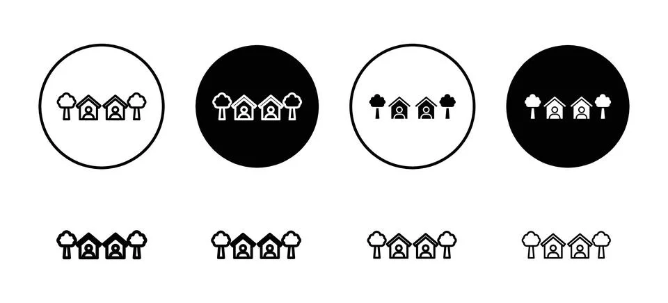 Neighbor vector icon set collection. Neighbor Outline flat Icon. Stock Illustration