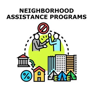 Neighborhood assistance programs supporting community wellbeing and housing イラスト素材