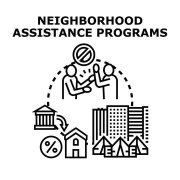 Neighborhood assistance programs supporting community wellbeing and housing Illustrazione stock