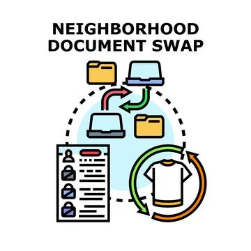 Neighborhood document swapping and sharing concept Stock Illustration