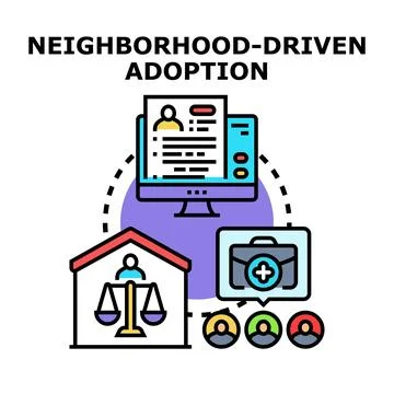 Neighborhood driven adoption program fostering families and community Stock Illustration