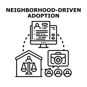 Neighborhood driven adoption program fostering families and community 스톡 일러스트