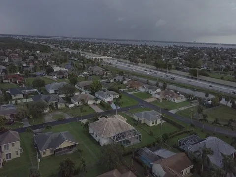 Neighborhood From Drone Stock Footage 80659293