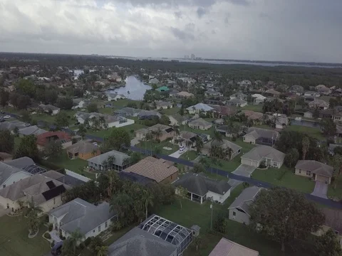 Neighborhood from Drone Stock Footage 80659682