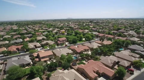 Neighborhood Flyover Stock Footage 52099472